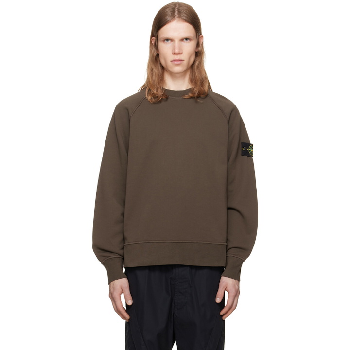 Photo: Stone Island Brown Organic Cotton Fleece Sweatshirt