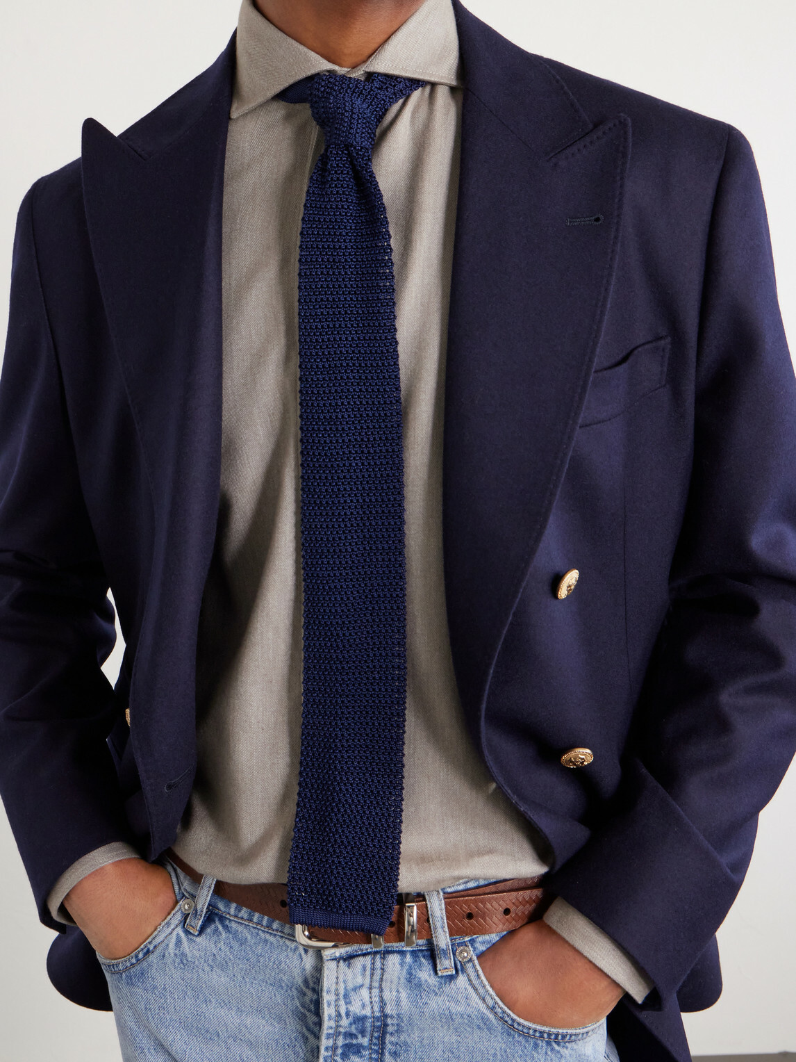 Brunello Cucinelli - Herringbone Cotton and Lyocell-Blend Shirt - Neutrals