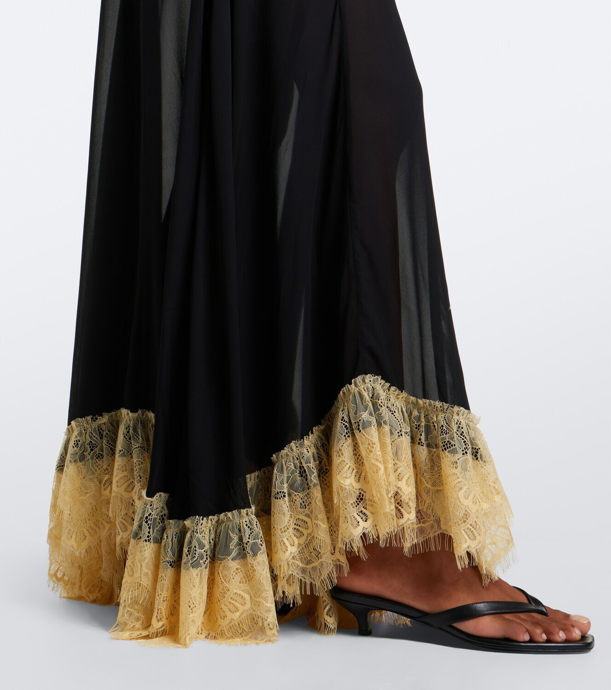De La Vali Estela lace-trimmed georgette maxi dress
