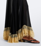 De La Vali Estela lace-trimmed georgette maxi dress