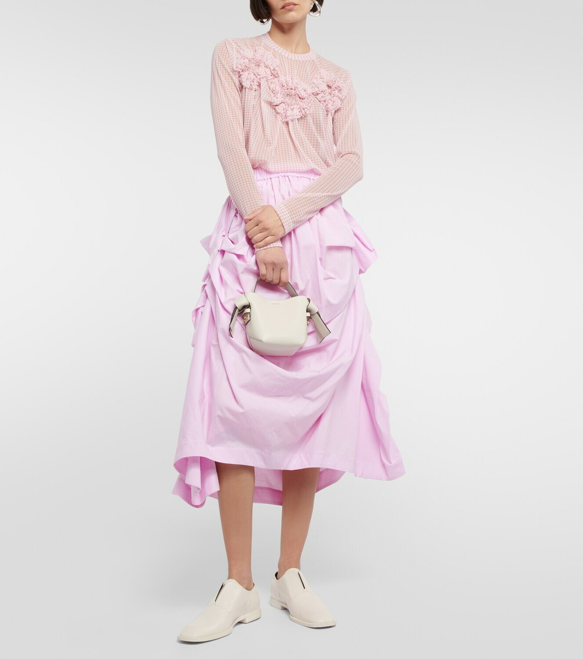 Noir Kei Ninomiya Tulle-trimmed gingham top Noir Kei Ninomiya Noir Kei Ninomiya Tulle-trimmed gingham top Noir Kei Ninomiya