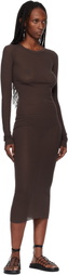 Rick Owens Brown Temple Rib LS Midi Dress