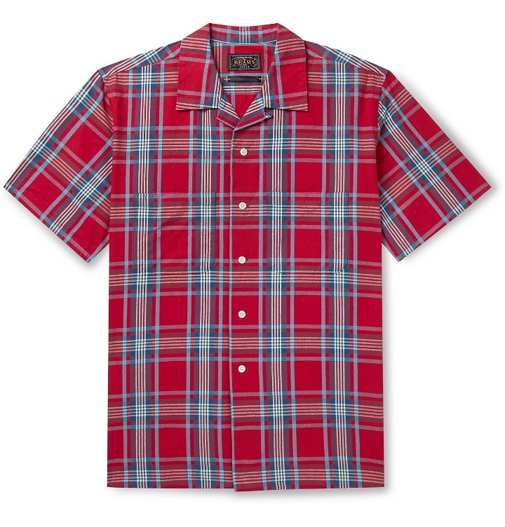 Photo: Beams Plus - Camp-Collar Checked Cotton Shirt - Red