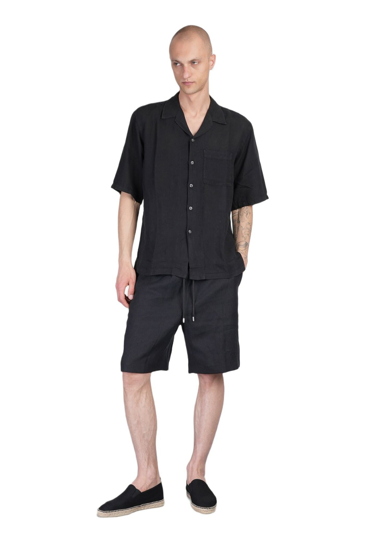 120% Lino Shirt In Black Linen