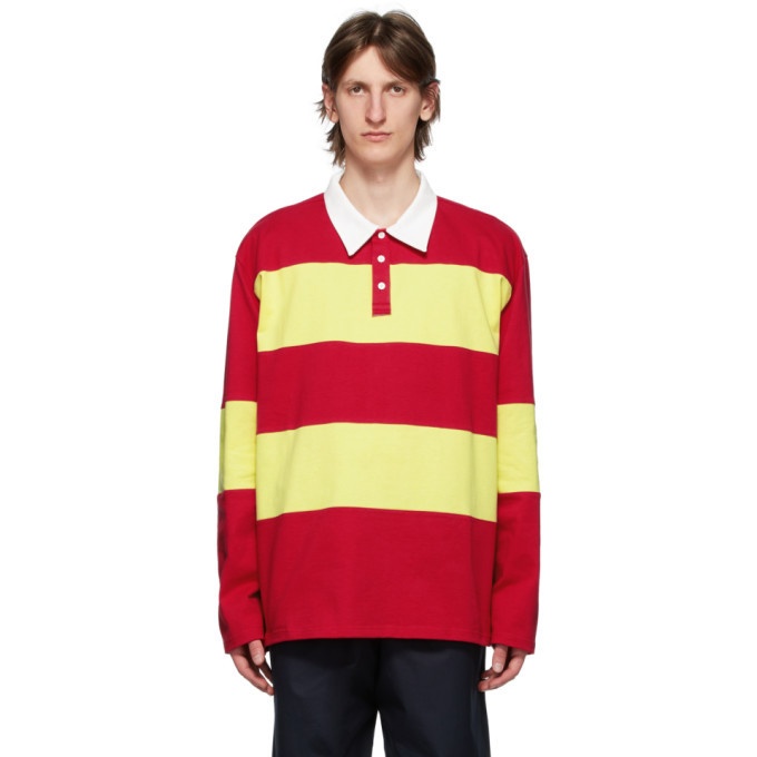 Photo: Camiel Fortgens Red and Yellow Striped Long Sleeve Polo