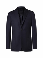 Mr P. - Navy Unstructured Worsted Wool Blazer - Blue