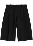 Studio Nicholson Pleated Linen and Wool-blend Shorts Black