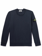 Stone Island - Logo-Appliquéd Garment-Dyed Cotton-Jersey Sweatshirt - Blue