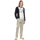 Giorgio Armani Navy and White Intarsia Logo Long Sleeve Polo