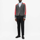 Thom Browne Men's Tricolour Sleeve Stripe Cable Knit Cardigan in Med Grey