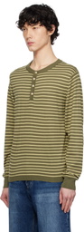 AFTER PRAY Khaki Stripe Knit Henley