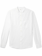 Mr P. - Grandad-Collar Organic Cotton and Linen-Blend Seersucker Shirt - White