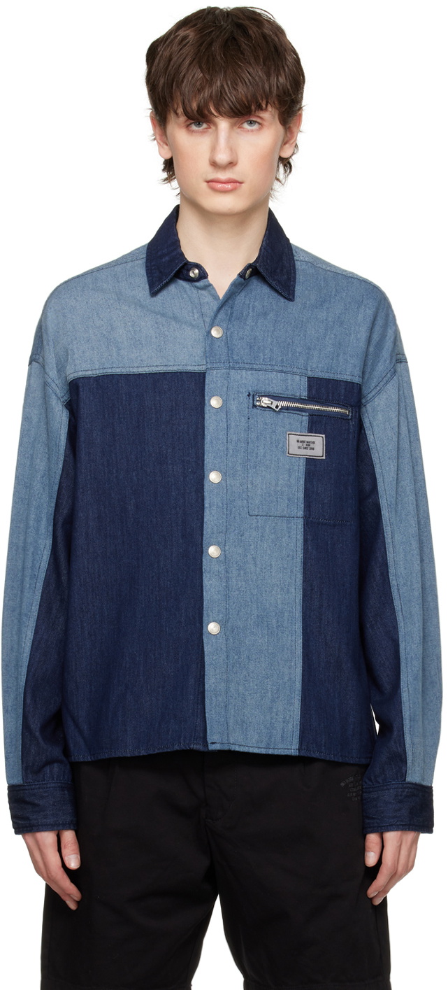 Izzue Blue & Indigo Patched Denim Shirt