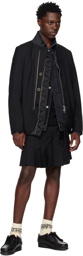 sacai Black Pleated Shorts