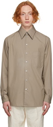 LEMAIRE Beige Poplin Straight Collar Shirt