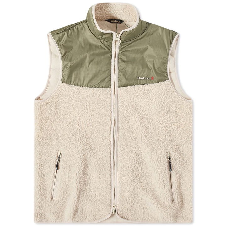 Photo: Barbour Men's Hopsen Sherpa Fleece Gilet in Ecru