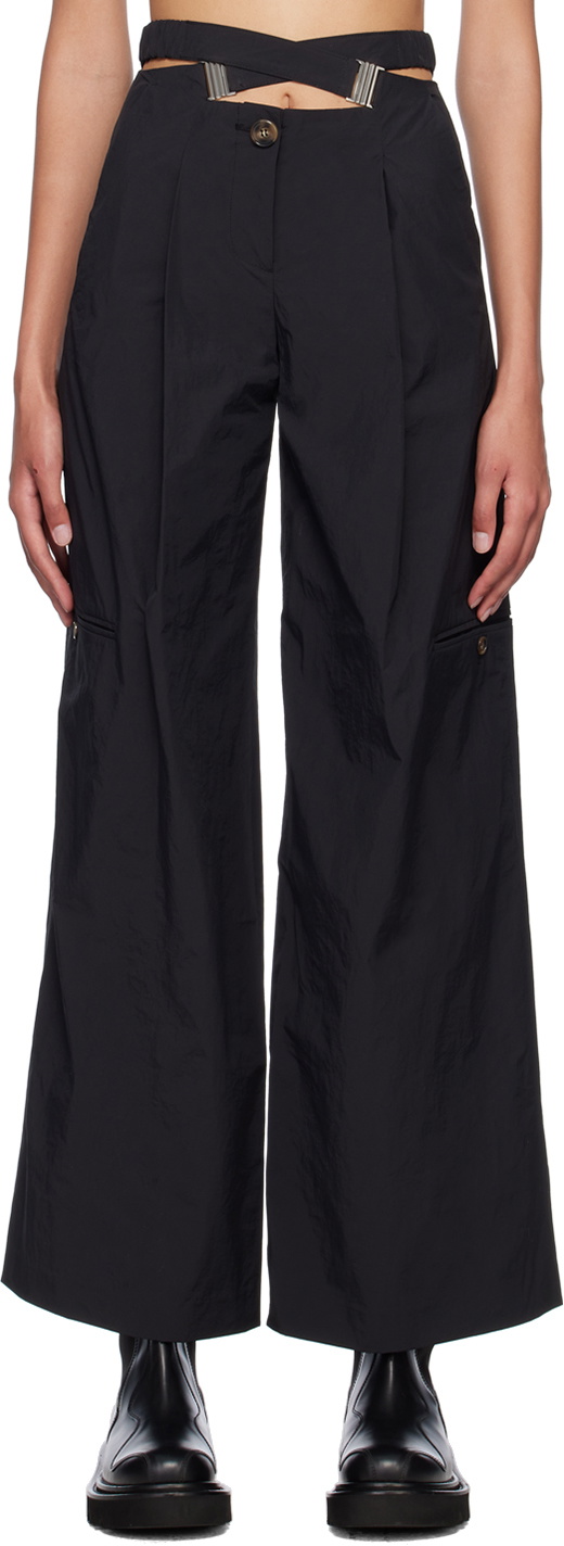 J KOO Black Belted Trousers
