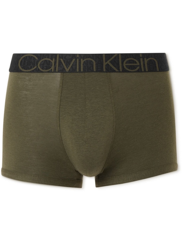 Photo: CALVIN KLEIN UNDERWEAR - Stretch Modal and Cotton-Blend Boxer Briefs - Green