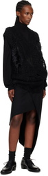 Junya Watanabe Black Draped Wool Midi Skirt