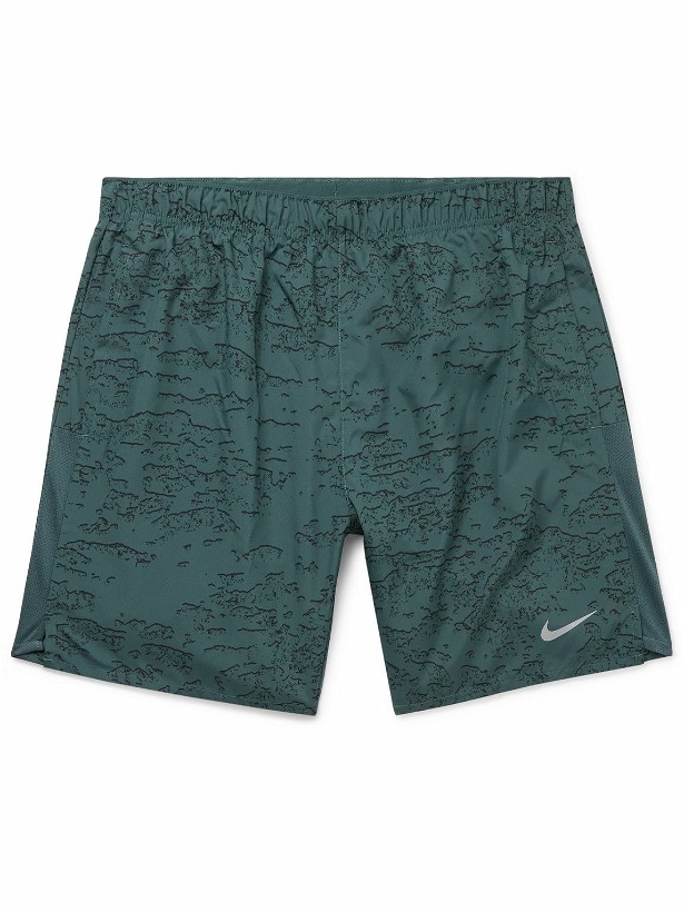 Photo: Nike Running - Run Division Challenger Straight-Leg Printed Mesh-Panelled Dri-FIT Shorts - Green