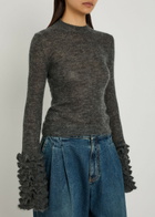 Alaïa Ruffled Mohair-blend top Grey