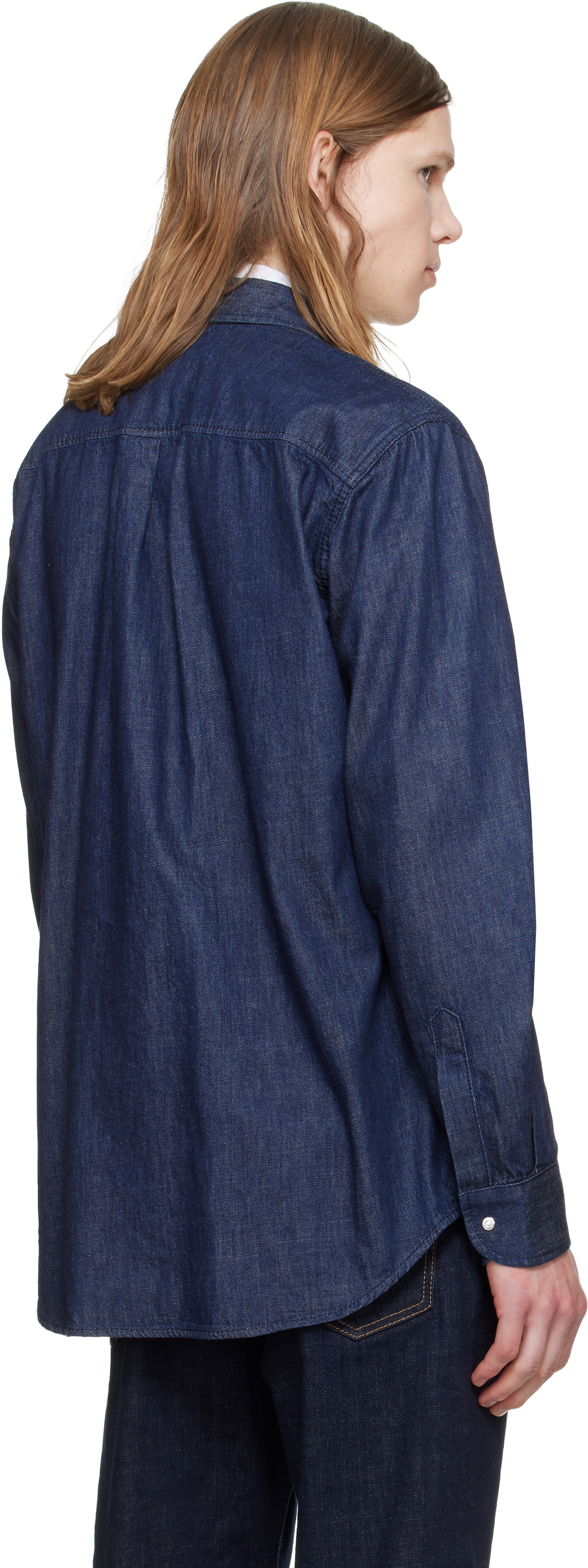 Dsquared2 Blue Wet & Dry Wash Denim Biker Shirt