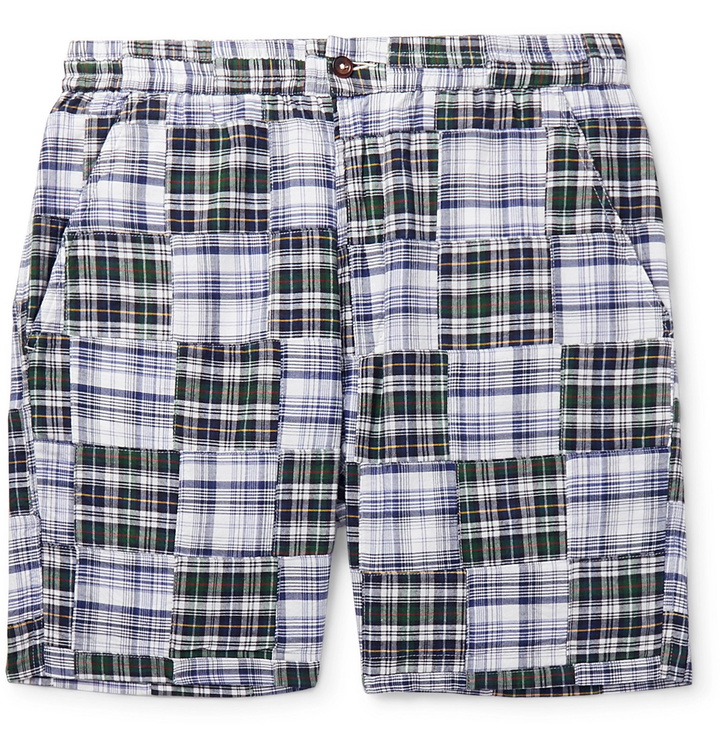 Photo: Universal Works - Patchwork Madras Cotton Shorts - Blue