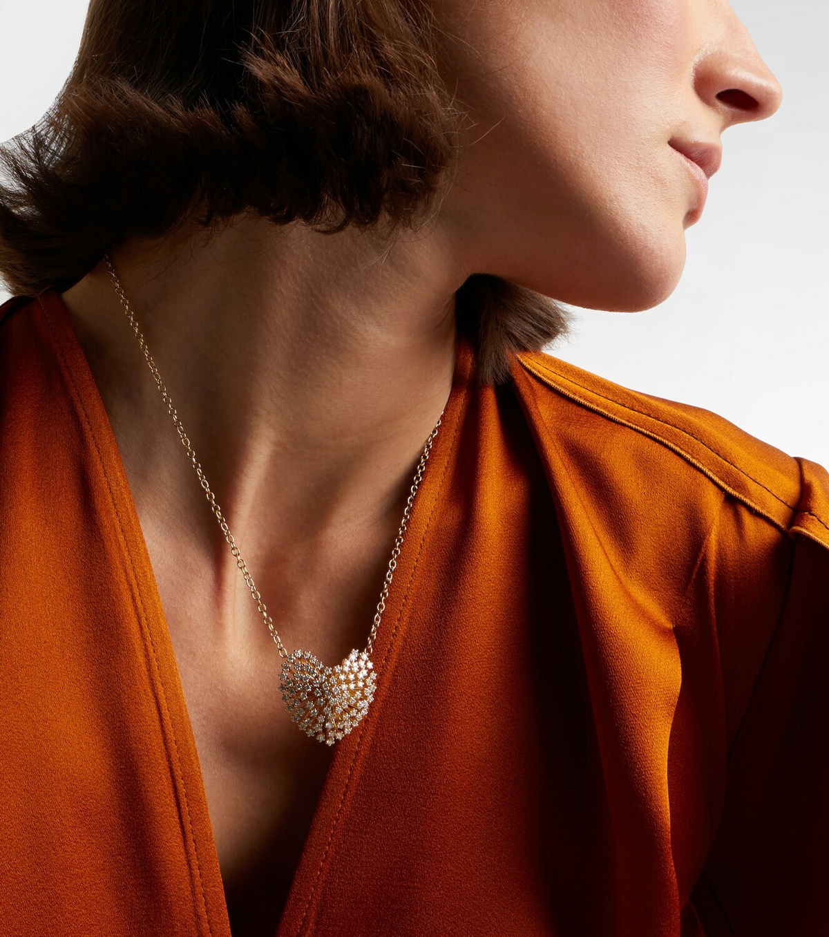 Sydney Evan Heart Large 14kt gold pendant necklace with diamonds