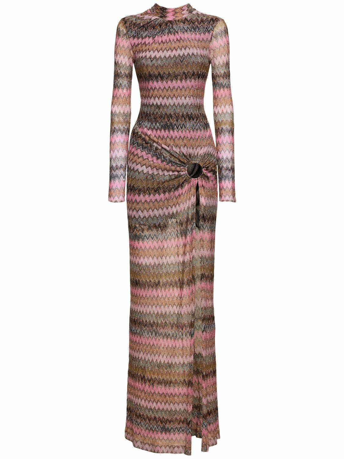 MISSONI Chevron Lurex Maxi Dress with cutout Missoni