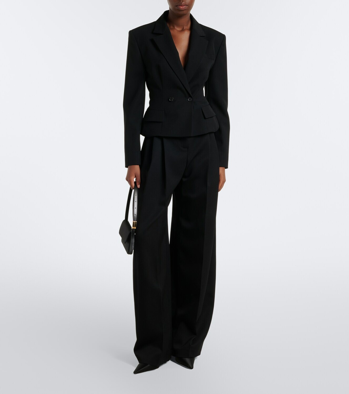 Mugler Pleated virgin wool wide-leg pants
