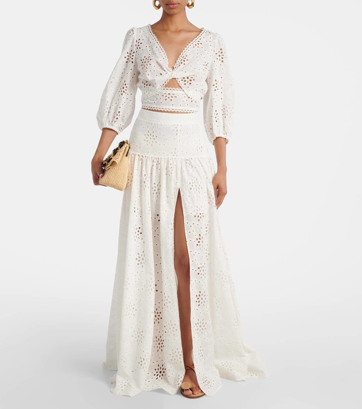 Alexandra Miro Serena broderie anglaise cotton maxi skirt