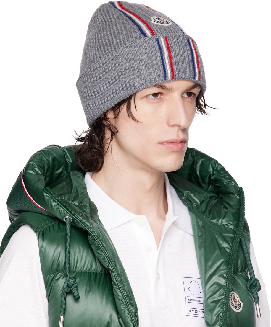 Moncler Gray Rolled Brim Beanie Moncler