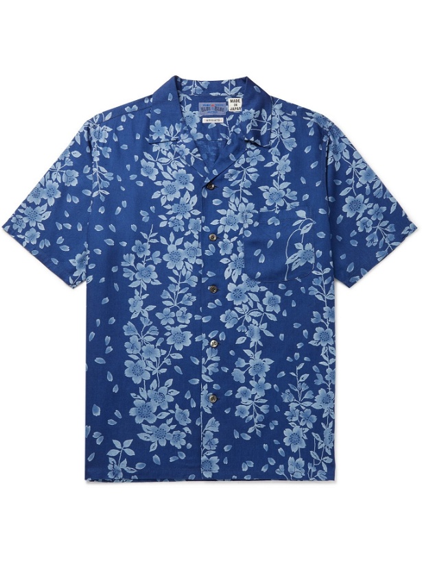 Photo: BLUE BLUE JAPAN - Camp-Collar Floral-Print Twill Shirt - Blue - L
