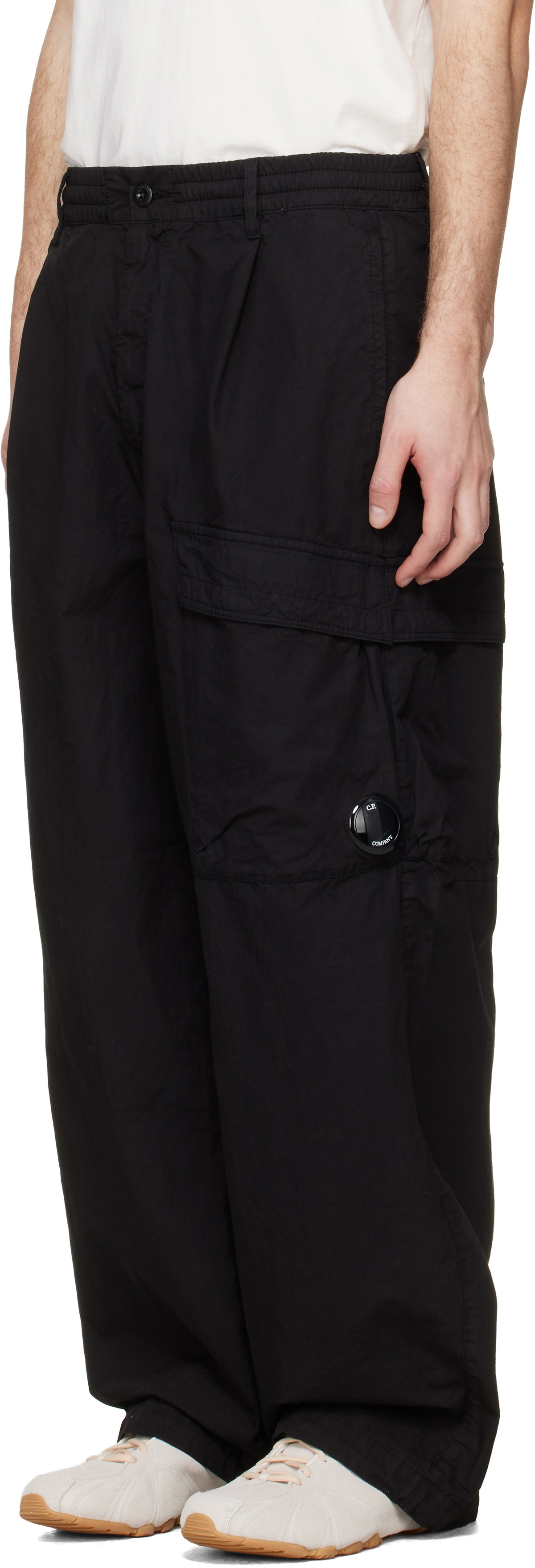 C.P. Company Black Micro-Reps Boxy Leg Pocket Lens Pants C.P. Company