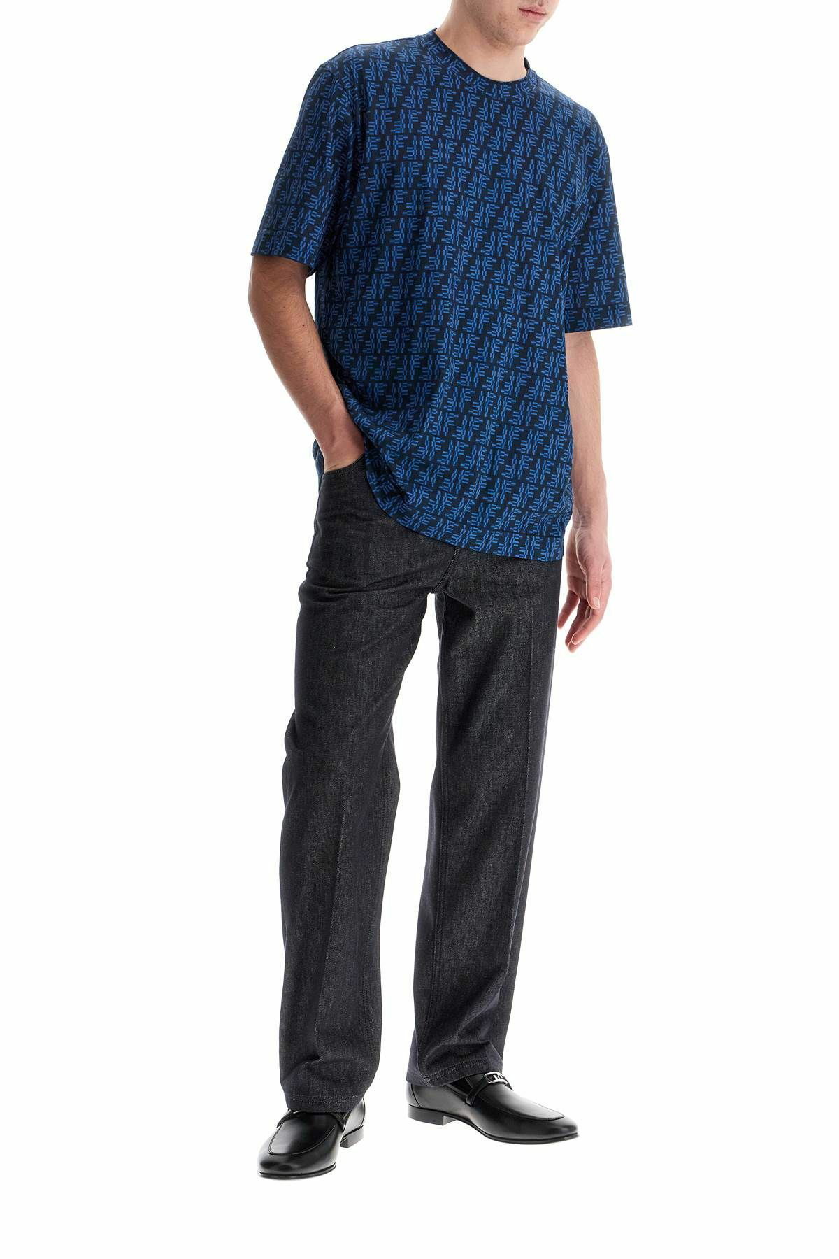 FENDI フェンディ 'FF Labyrinth' T-shirt Tシャツ ロゴ ブルー FENDI ff labyrinth t-shirt Blue Fendi