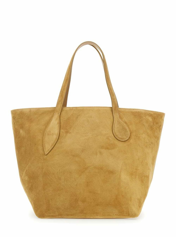 Photo: Little Liffner sprout Beige Tote Bag With Open Top In Suede Woman