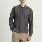 Palmes Men's Lace Long Sleeve Zip Polo in Charcoal