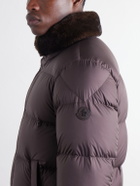 Moncler - Drisfall Plush-Trimmed Quilted Shell Down Jacket - Brown