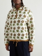 Story mfg. - Mineral Floral-Print Quilted Organic Cotton-Poplin Half-Zip Sweatshirt - Green