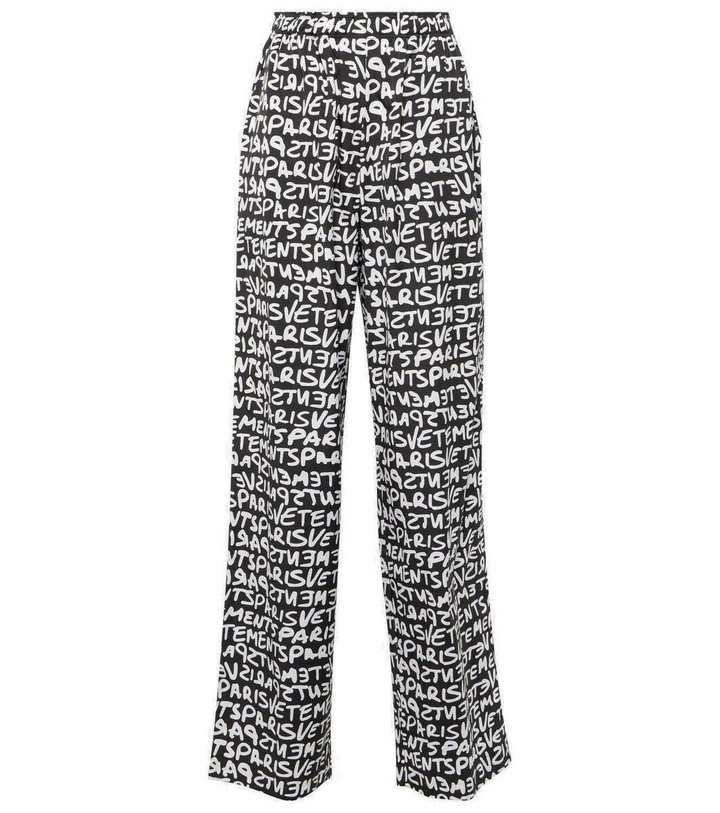 Photo: Vetements Printed high-rise cotton wide-leg pants