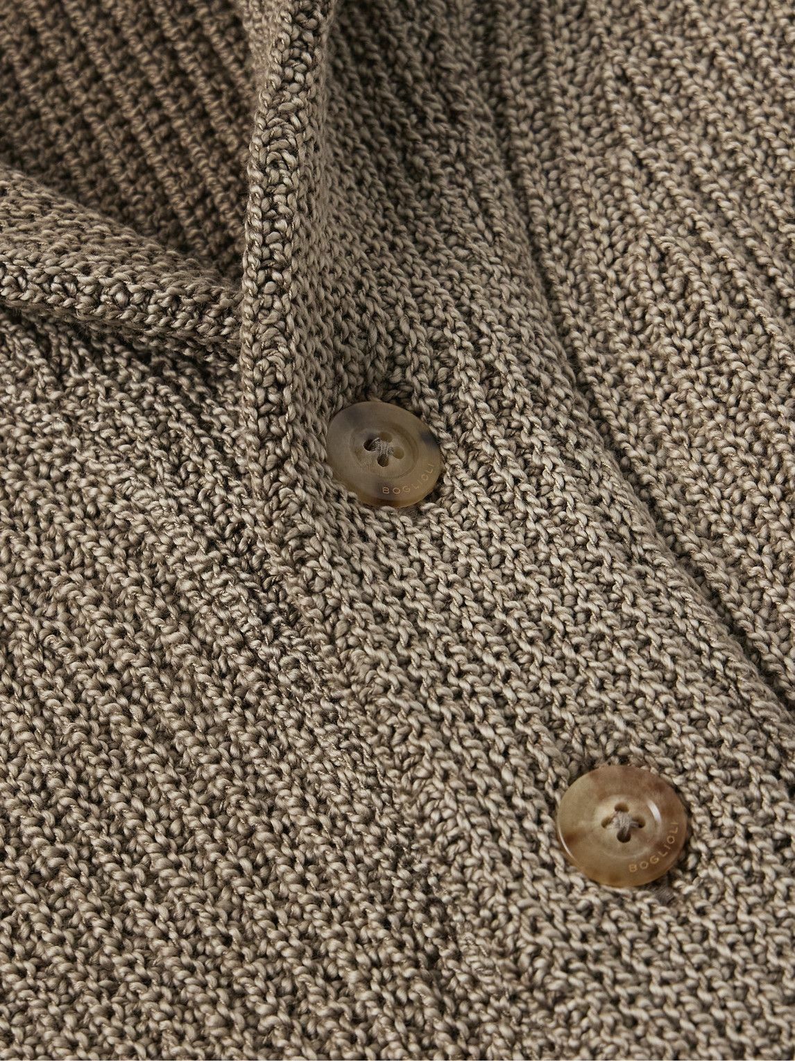 Boglioli - Shawl-Collar Ribbed Cotton Cardigan - Brown