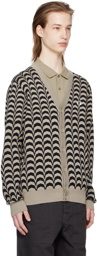 Fred Perry Taupe & Black Jacquard Cardigan