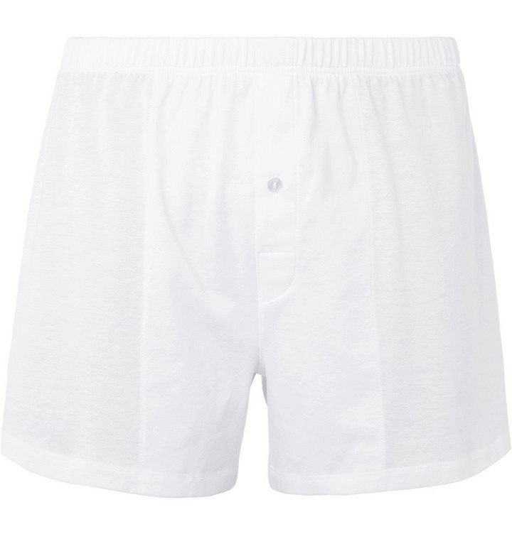 Photo: Hanro - Sporty Mercerised Cotton Boxer Shorts - Men - White