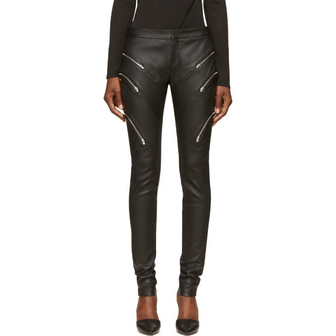 Photo: Jay Ahr Black Grained Leather Zipped Trousers