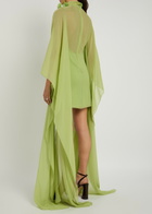 Taller Marmo Lanzarote Garden Silk-chiffon Mini Kaftan Dress Green