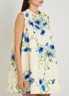 Stella Mccartney Embellished Floral-print Cotton Mini Dress White