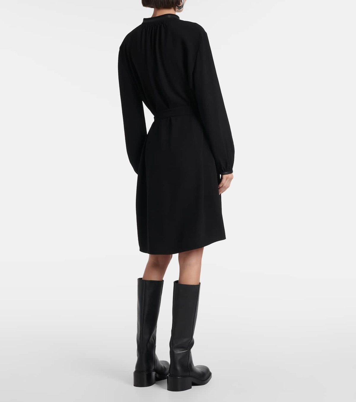 Vince Faux leather-trimmed shirt dress