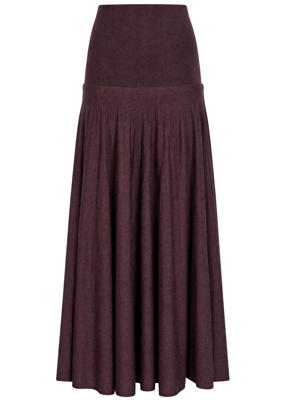 Rabanne Merino Wool and Silk-blend Maxi Skirt Aubergine