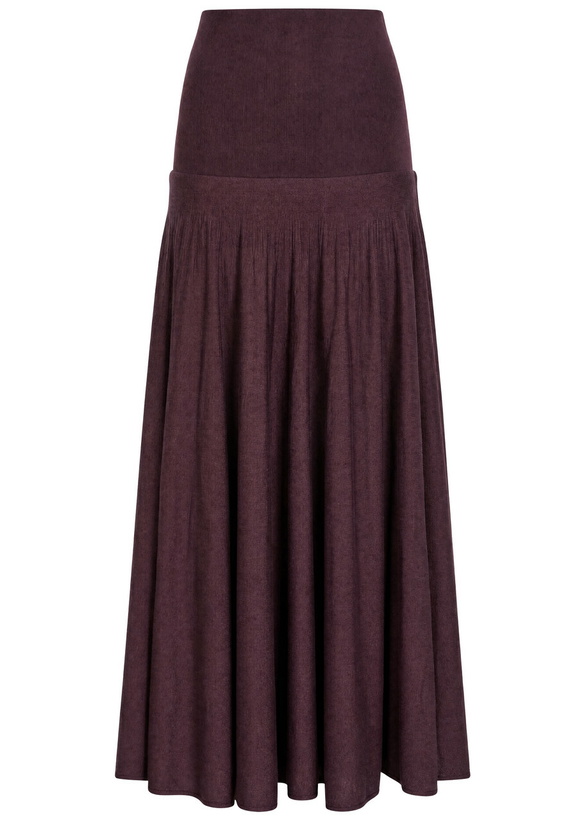 Photo: Rabanne Merino Wool and Silk-blend Maxi Skirt Aubergine