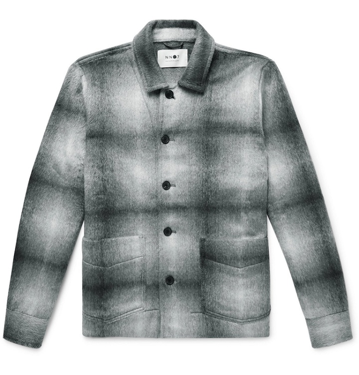 Photo: NN07 - Checked Brushed Flannel Overshirt - Gray